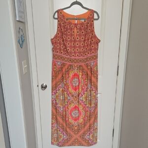 London Style Orange and Pink Patterned Maxi Dress